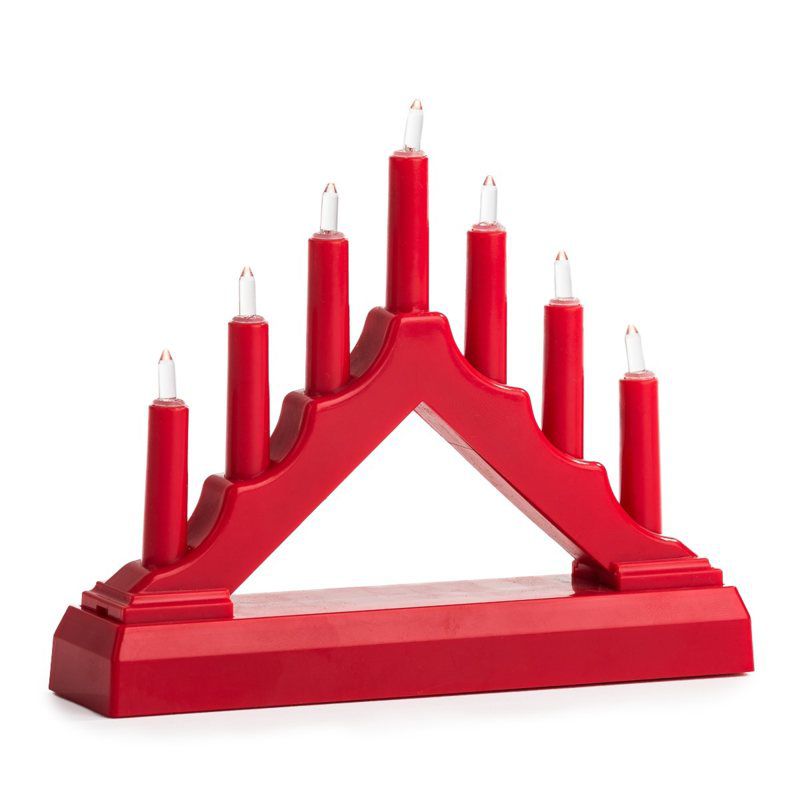 Vánoční LED svícen, červená, plast, 15,5 x 15,5 x 3,8 cm - Favi.cz