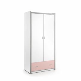 Růžová šatní skříň Vipack Bonny 202 x 96 cm