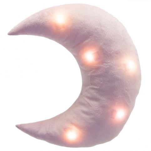 Emako Růžový polštář, dekorativní polštář, měkký polštář, polštář měsíc MOON - zářící polštář LED, r - EMAKO.CZ s.r.o.