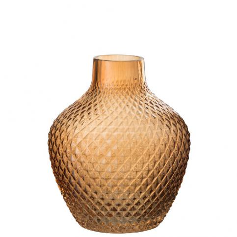 Skleněná oranžová váza J-Line Amber, výška 25 cm - Bonami.cz