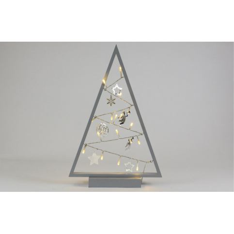 Nexos Světelná dekorace šedá - Vánoce - 15 LED teple bílá - Kokiskashop.cz