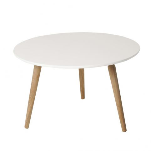 Konferenční stolek s bílou deskou z dubového dřeva Folke Cappuccino, výška 50 cm x ∅ 80 cm - Bonami.cz