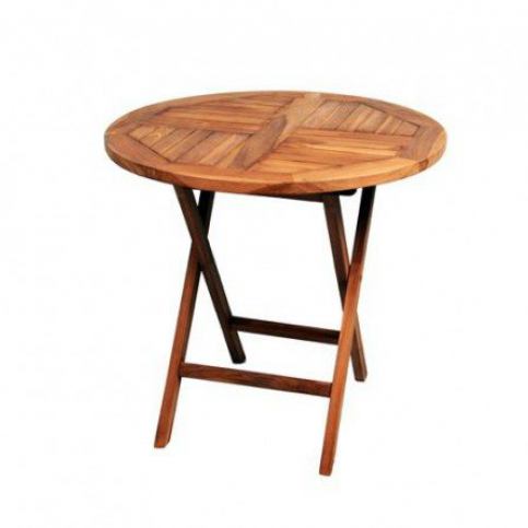 OEM D02211 DIVERO kulatý zahradní stolek z týkového dřeva, Ø 80 cm - Favi.cz
