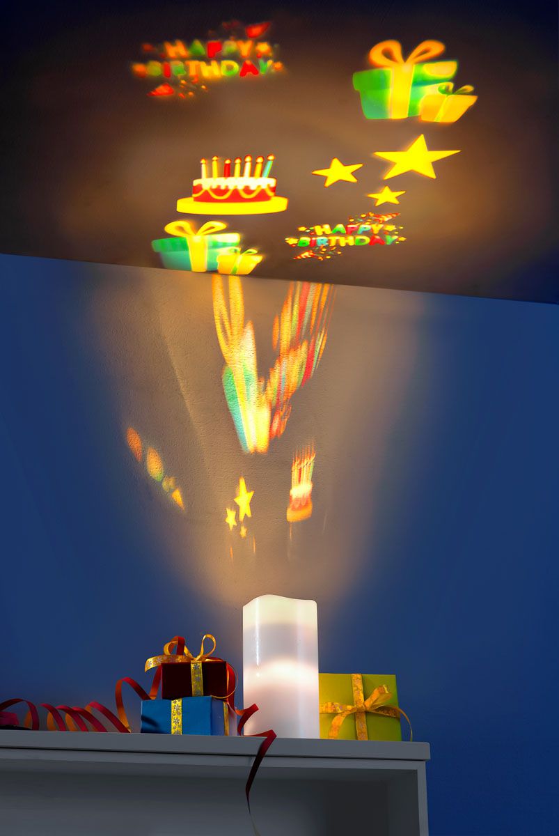 LED svíčka s projektorem, 9 motivů - Velký Košík