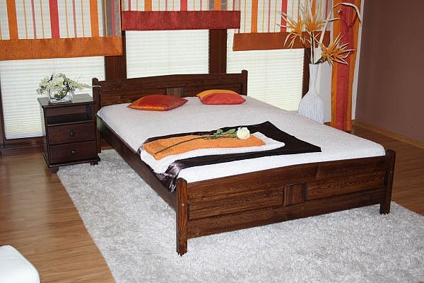 Vyvýšená postel ANGEL + sendvičová matrace MORAVIA + rošt, 180 x 200 cm, ořech-lak - Expedo s.r.o.
