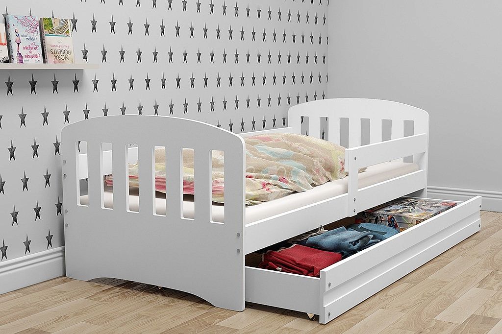 Dětská postel HONZA P1 + úložný prostor + matrace + rošt ZDARMA, 80x160, bílý, bílá - Expedo s.r.o.
