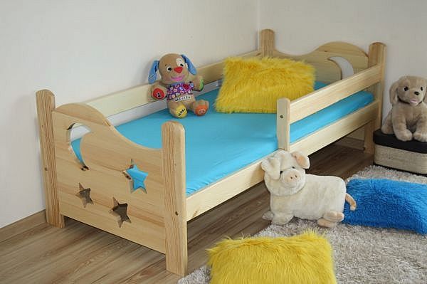 Dětská postel STAR + rošt ZDARMA, s úložným prostorem, borovice-lak, 70x160 cm - Expedo s.r.o.