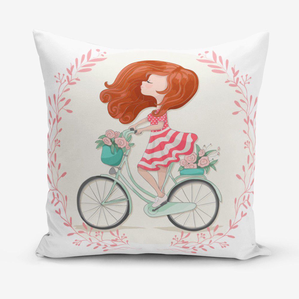 Povlak na polštář s příměsí bavlny Minimalist Cushion Covers Bike Girl, 45 x 45 cm - Bonami.cz