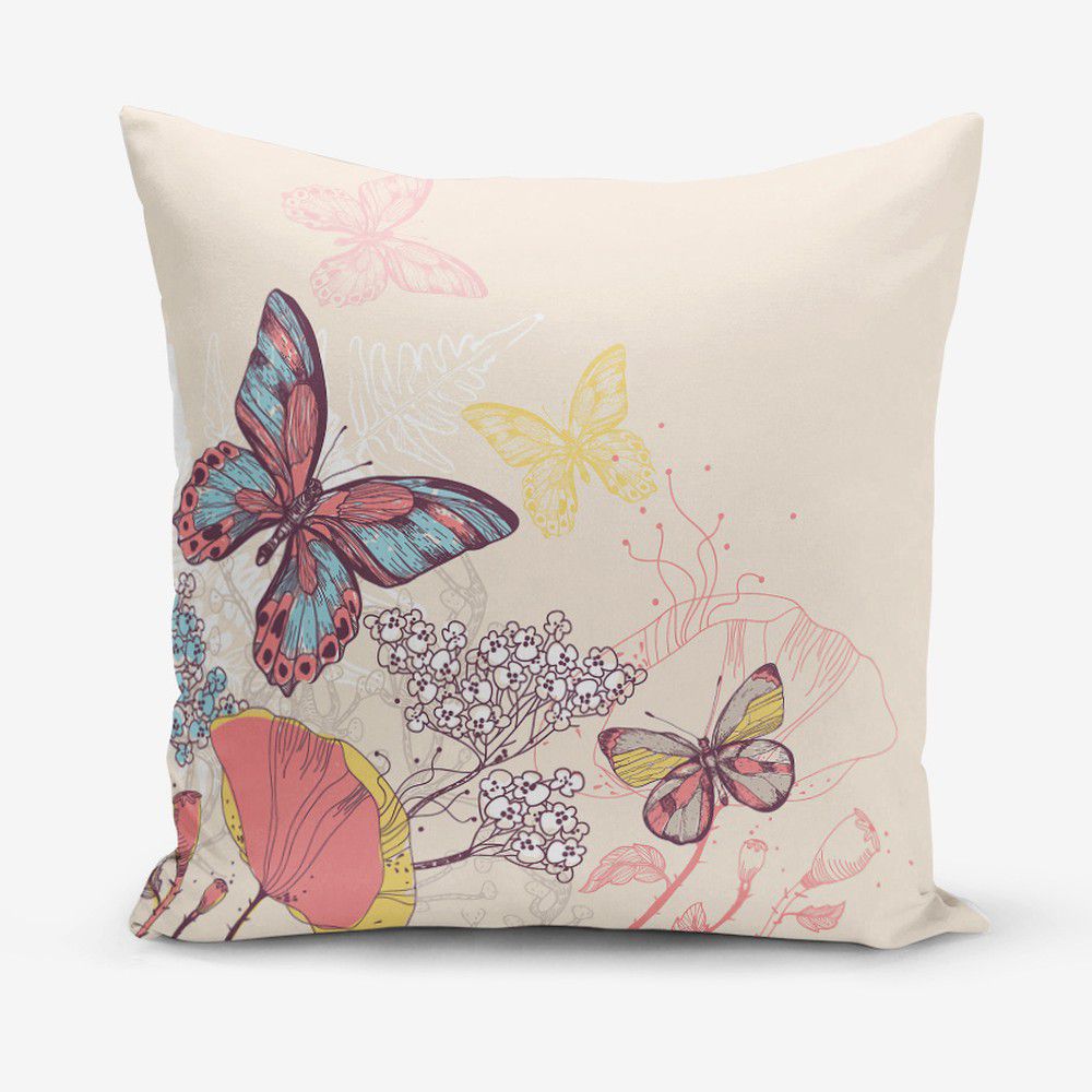 Povlak na polštář s příměsí bavlny Minimalist Cushion Covers Butterflies, 45 x 45 cm - Bonami.cz