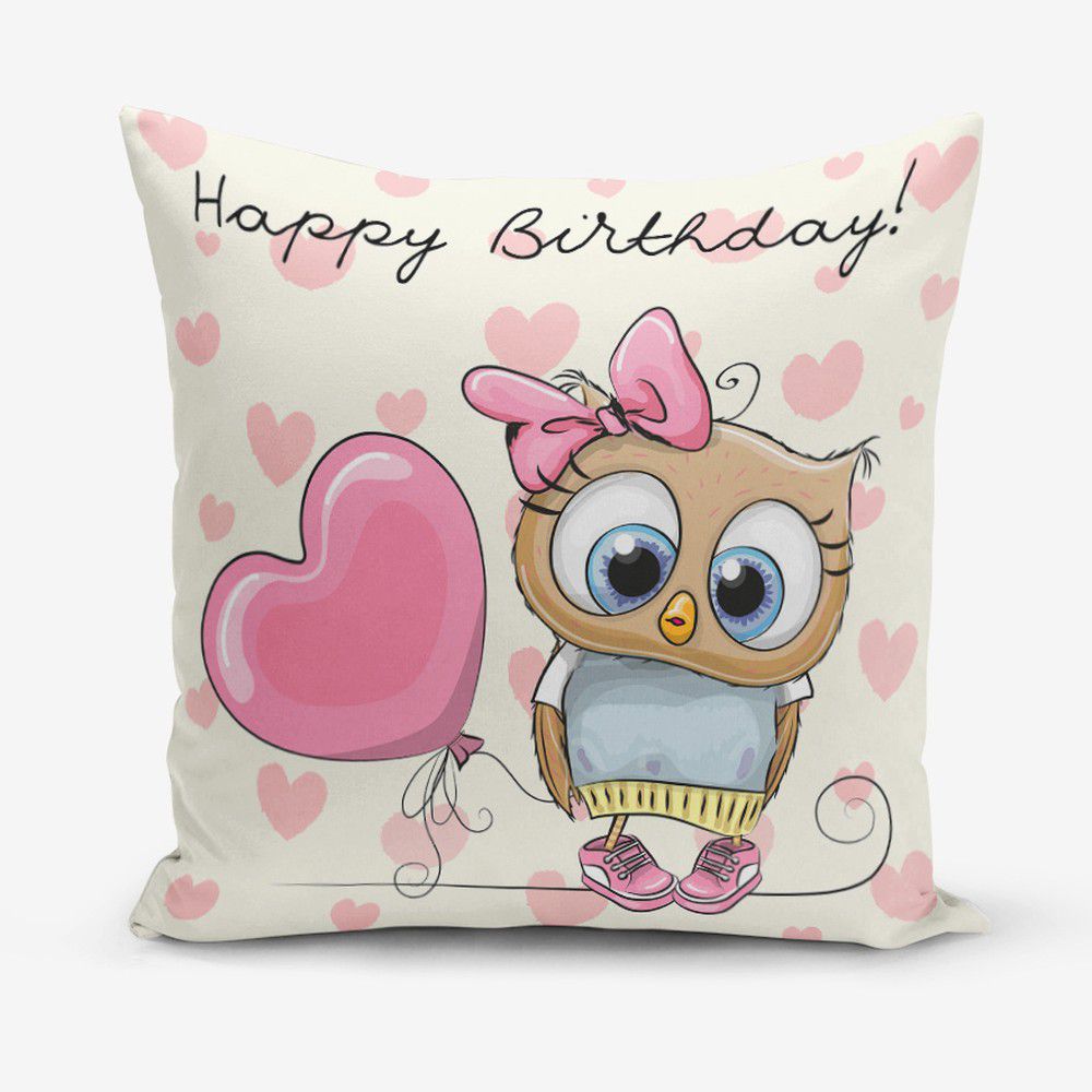 Povlak na polštář s příměsí bavlny Minimalist Cushion Covers Happy Birthday, 45 x 45 cm - Bonami.cz