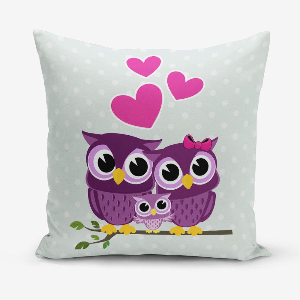 Povlak na polštář s příměsí bavlny Minimalist Cushion Covers Hearts Owls, 45 x 45 cm - Bonami.cz