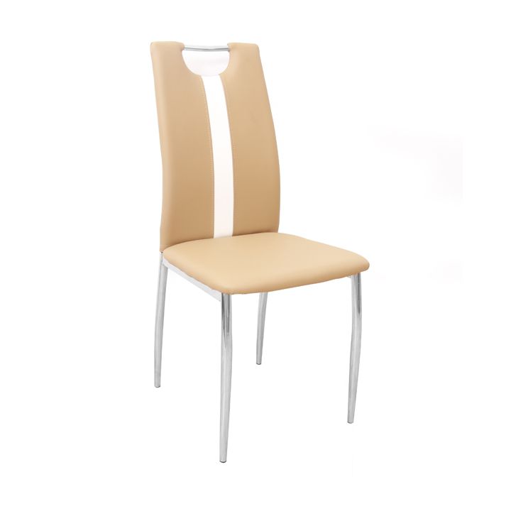 Židle, béžová / bílá ekokůže + chrom nohy, SIGNA 0000182208 Tempo Kondela - DEKORHOME.CZ