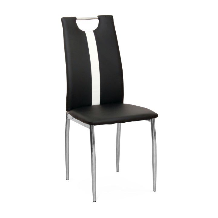Židle, černá / bílá ekokůže + chrom nohy, SIGNA 0000182210 Tempo Kondela - DEKORHOME.CZ