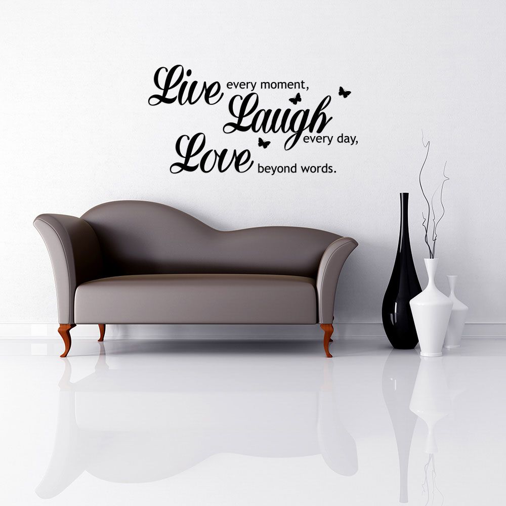 GLIX Live laugh love - samolepka na zeď Černá 70 x 35 cm - GLIX DECO s.r.o.