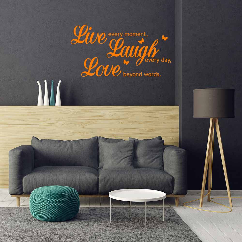 GLIX Live laugh love - samolepka na zeď Oranžová 70 x 35 cm - GLIX DECO s.r.o.
