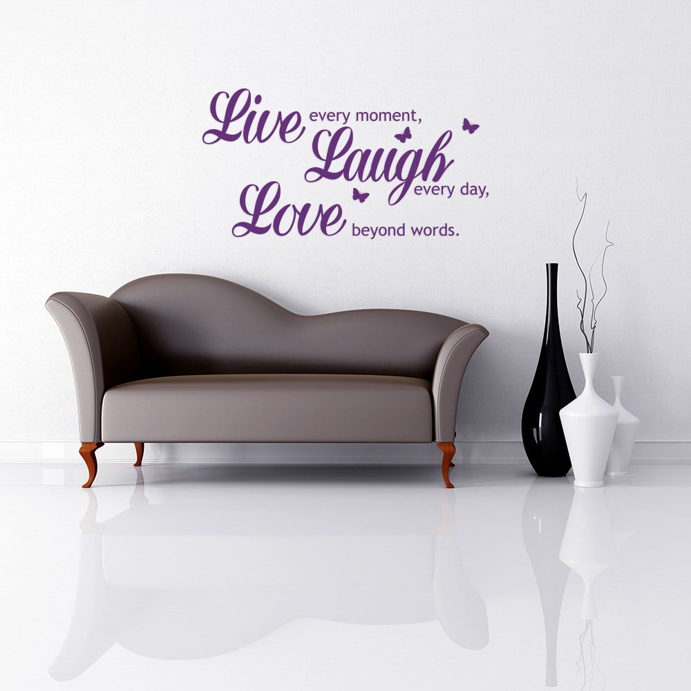 GLIX Live laugh love - samolepka na zeď Fialová 70 x 35 cm - GLIX DECO s.r.o.