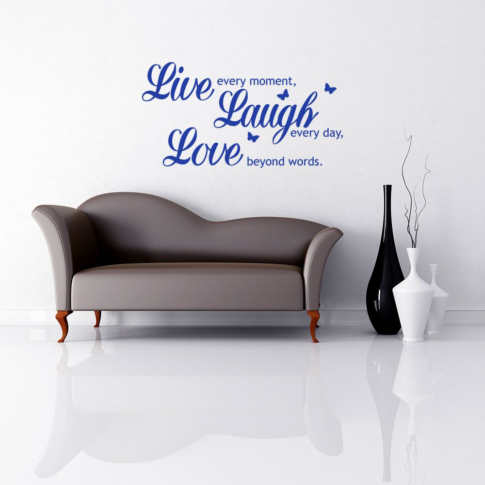 GLIX Live laugh love - samolepka na zeď Modrá 70 x 35 cm - GLIX DECO s.r.o.