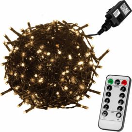 VOLTRONIC® Vánoční LED osvětlení 60 m - teple bílá 600 LED + ovladač - zelený kabel
