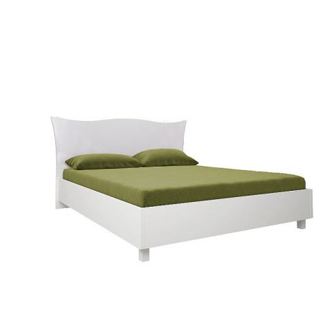 Manželská postel GLOE + rošt + měkký záhlavník, 180x200, bílá lesk - Expedo s.r.o.
