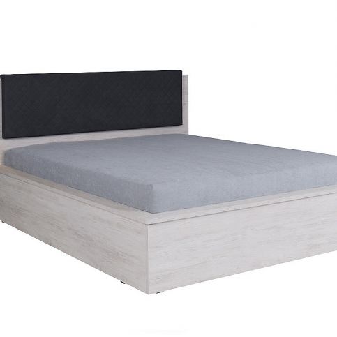 Manželská postel KOLOREDO + rošt + matrace DE LUX, 160x200, dub bílý/grafitová - Expedo s.r.o.