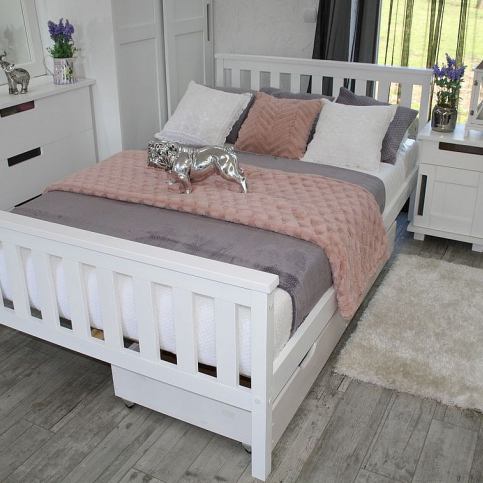 Manželská postel SWAG + pěnová matrace DE LUX 14 cm + rošt, 180x200, bílá - Expedo s.r.o.