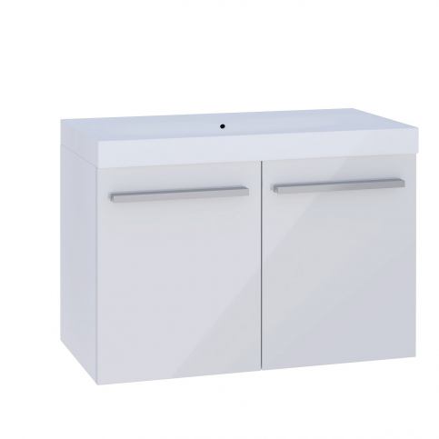 Koupelnová skříňka pod umyvadlo KARA, 80x50x40, bílá/bílý lesk - Expedo s.r.o.