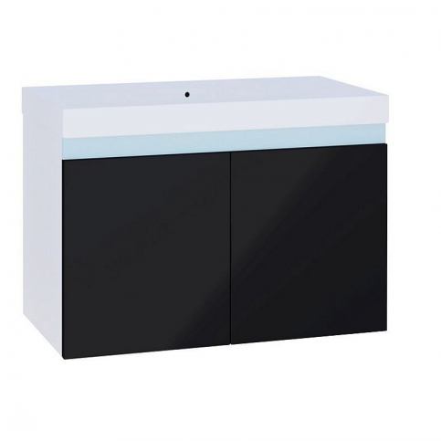 Koupelnová skříňka pod umyvadlo SIMBA, 80x50x40, bílá/černý lesk - Expedo s.r.o.