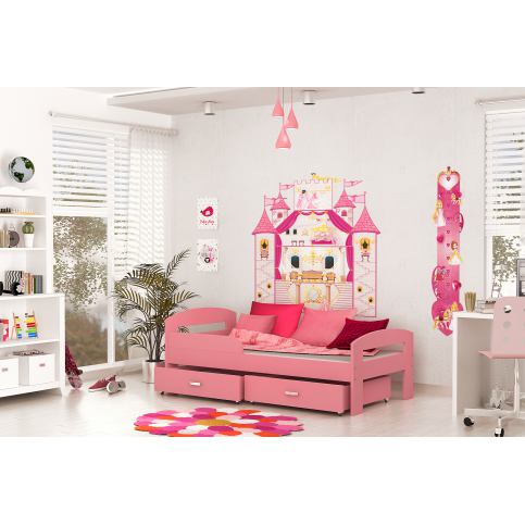 Dětská postel BAJKA, color, 180x80, růžový - Expedo s.r.o.
