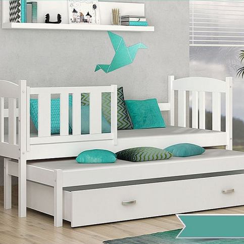Dětská postel KUBA P2 color + matrace + rošt ZDARMA, 184x80, bílá/bílá - Expedo s.r.o.