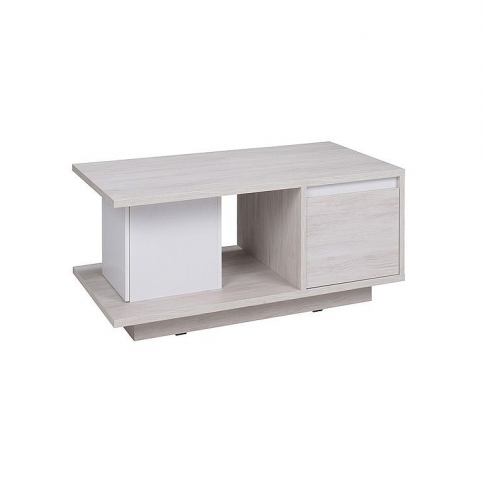 Konferenční stolek KOLOREDO, 120x46x65, dub bílý/bílá lesk - Expedo s.r.o.