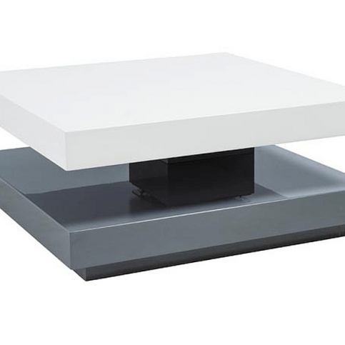 Konferenční stolek TALON, 34x75x75, šedá/bílá lesk - Expedo s.r.o.