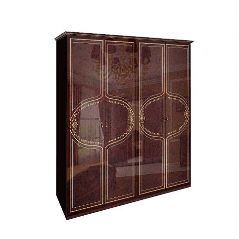 Čtyřdveřová šatní skříň PAVLA bez zrcadla, 189,5x215x59,5, radica mahon - Expedo s.r.o.
