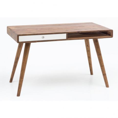 Pracovní stůl s bílou zásuvkou z masivního sheeshamového dřeva Skyport REPA, 117 x 60 - Bonami.cz