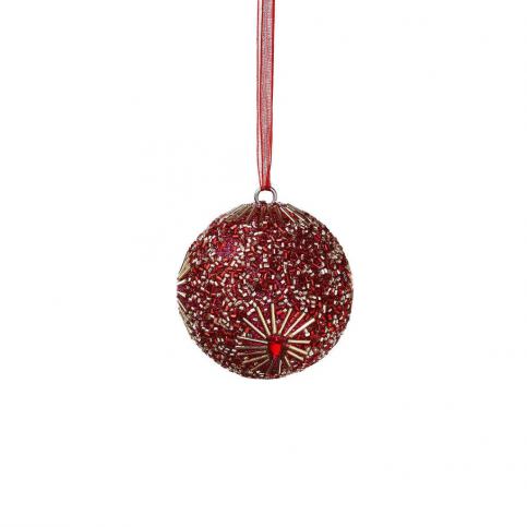 HANG ON Ozdoba vánoční koule s perlami 5 cm - růžová - Butlers.cz