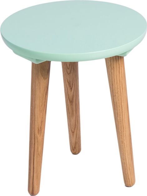Mørtens Furniture Odkládací stolek kulatý, 30 cm, modrá deska, bukové dřevo - podnož, skandinávský design Barva: dřevo / modrá - M DUM.cz