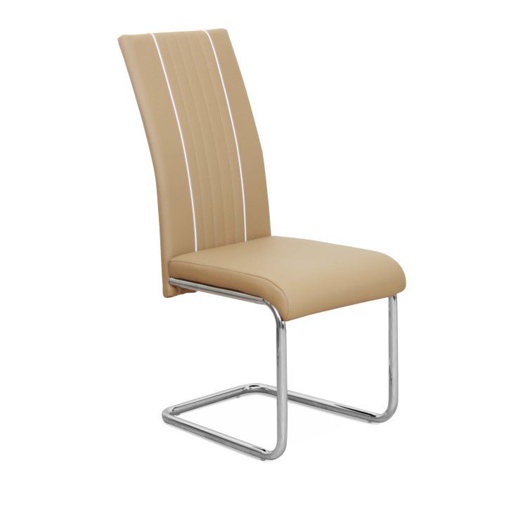 Jídelní židle, ekokůže béžová / bílá / chrom, LESANA 0000182187 Tempo Kondela - DEKORHOME.CZ