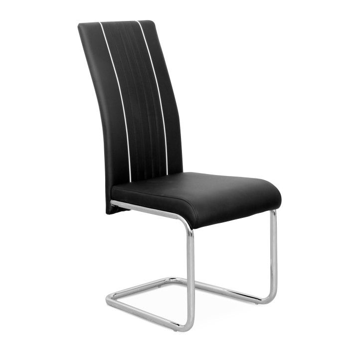 Jídelní židle, ekokůže černá / bílá / chrom, LESANA 0000182188 Tempo Kondela - DEKORHOME.CZ