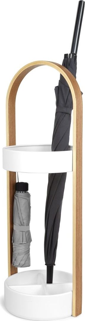 Mørtens Furniture Designový stojan na deštníky, výška 69 cm, kombinace dřeva a bílé, skandinávský look Barva: dřevo / bílá - M DUM.cz