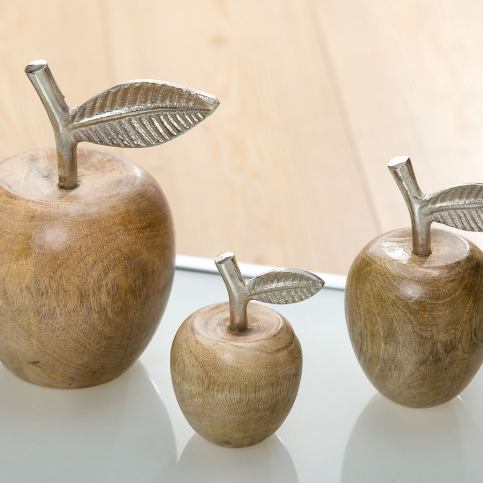 Dekorace dřevěné jablko, 10 cm - Velký Košík