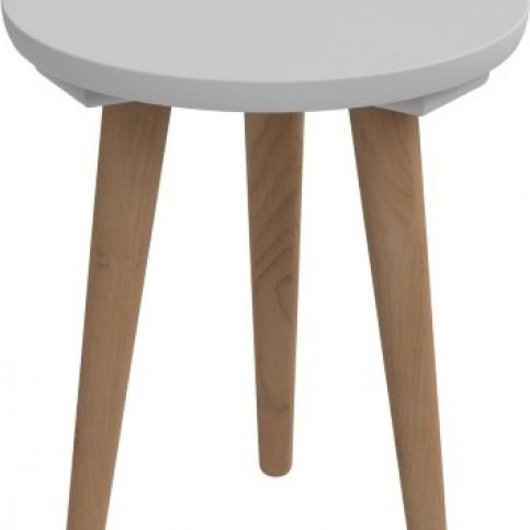 Mørtens Furniture Konferenční stolek, kulatý, průměr 30 cm, šedá, podnož bukové dřevo, - M DUM.cz