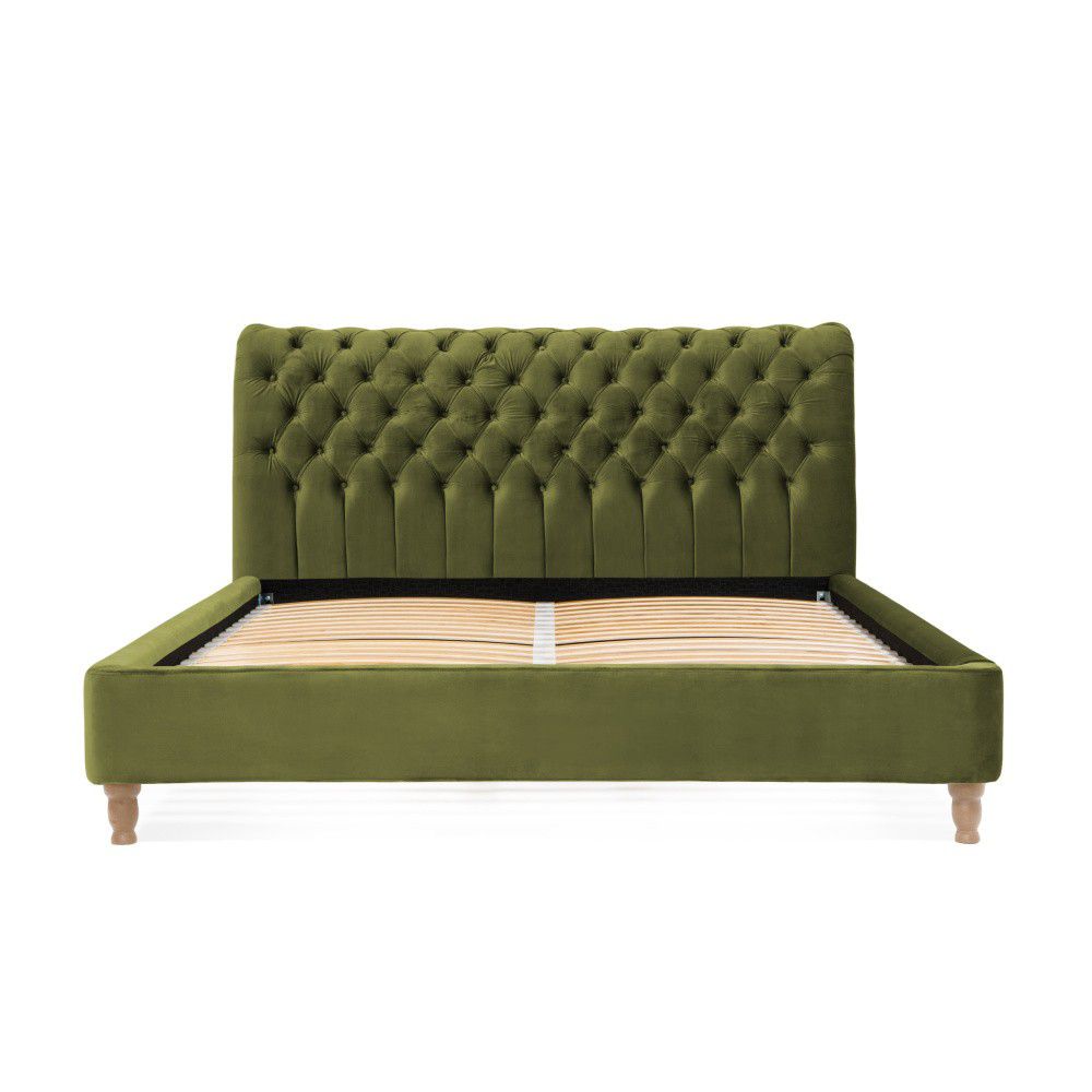 Olivově zelená postel z bukového dřeva Vivonita Allon, 180 x 200 cm - Bonami.cz