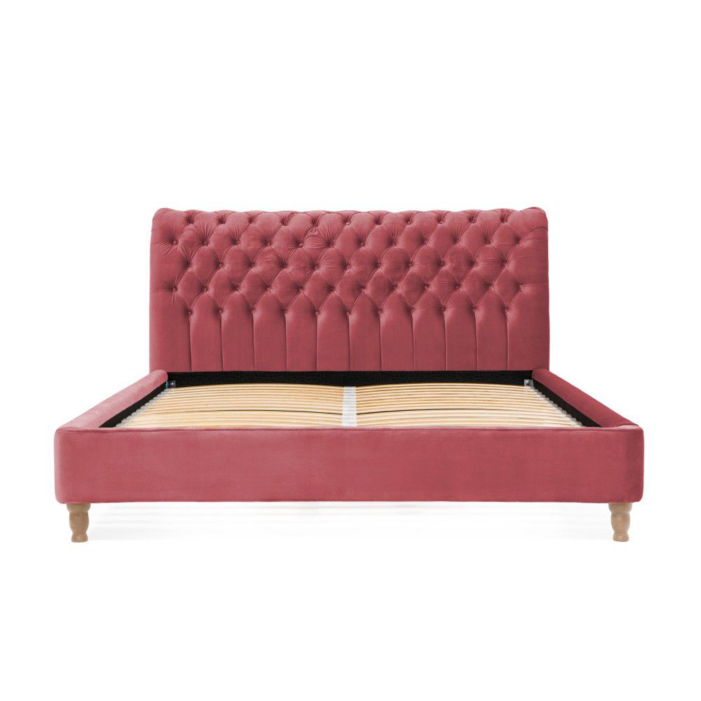 Tmavě růžová postel z bukového dřeva Vivonita Allon, 180 x 200 cm - Bonami.cz