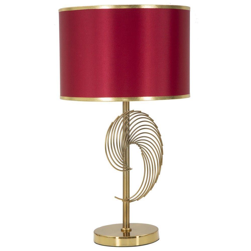 Vínově červená stolní lampa s konstrukcí ve zlaté barvě Mauro Ferretti Spiral - Bonami.cz