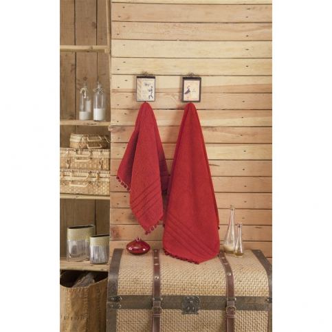 Červený ručník s ozdobným lemem Apolena, 50 x 90 cm - Bonami.cz