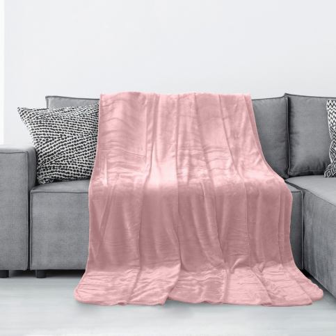 Růžová deka z mikrovlákna AmeliaHome Tyler, 150 x 200 cm - Bonami.cz