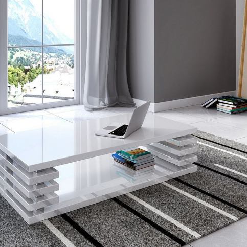 Konferenční stolek DOURO, 120x37,5x60, bílý lesk - VÝPRODEJ Č. 722 - Expedo s.r.o.