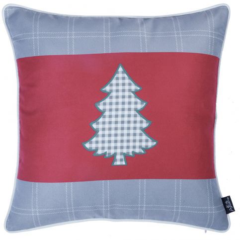Červeno-šedý povlak na polštář s vánočním motivem Apolena Honey Tree, 45 x 45 cm - Bonami.cz