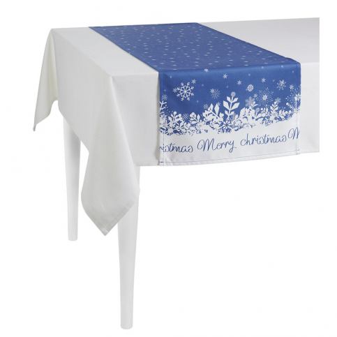 Modrý vánoční běhoun na stůl Apolena Honey Christmas, 40 x 140 cm - Bonami.cz