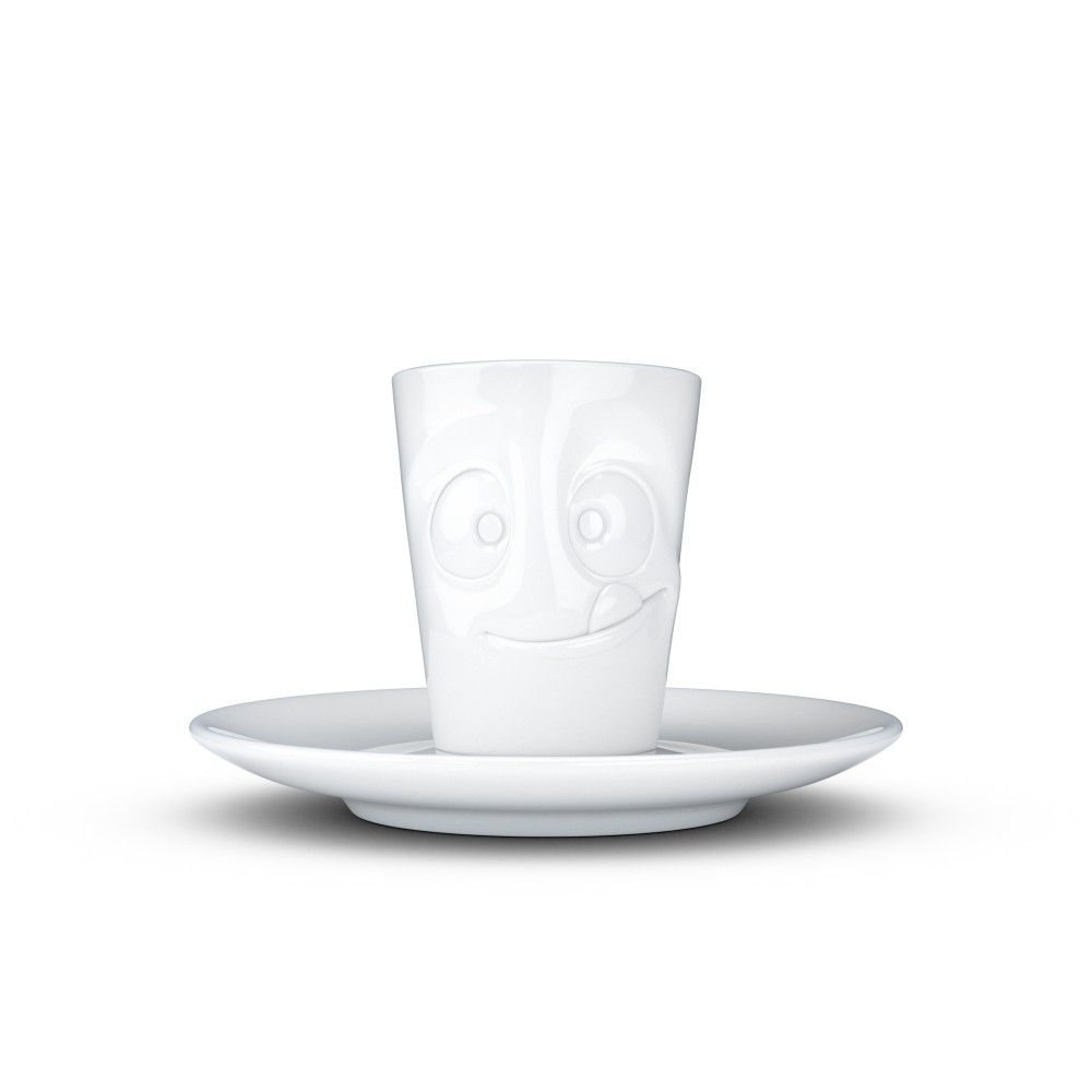 Bílý mlsný porcelánový šálek na espresso s podšálkem 58products, objem 80 ml - Bonami.cz