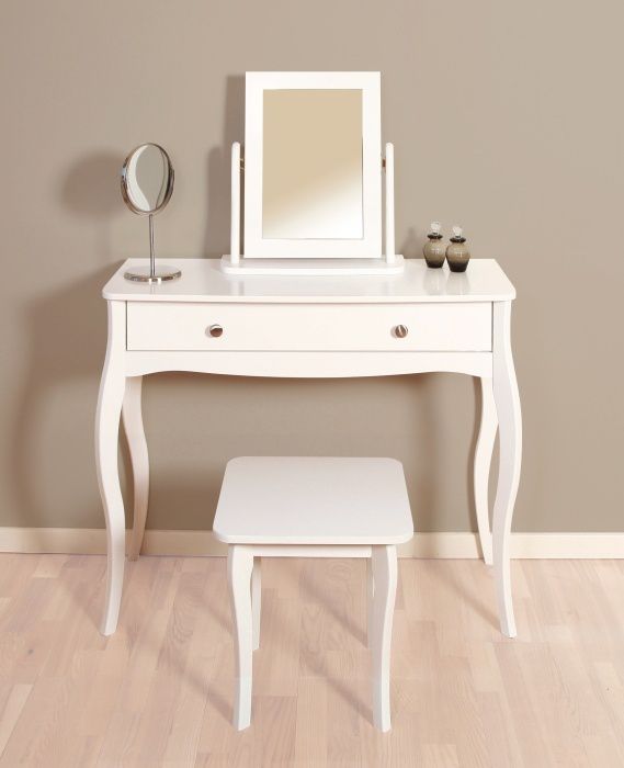 Toaletní stolek se zrcadlem a stoličkou Baroko - bílá - Nábytek Harmonia s.r.o.